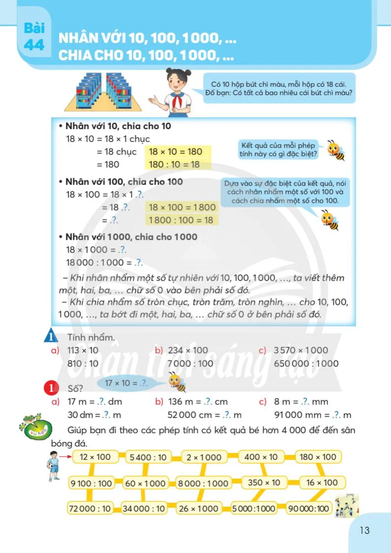 [SGK Scan] Bài 44. Nhân Với 10, 100, 1000, ... Chia Cho 10, 100, 1000 ...